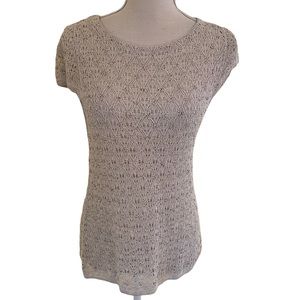 Alice + Olivia Tan Crochet Lace Top with Bead Detail XS/S